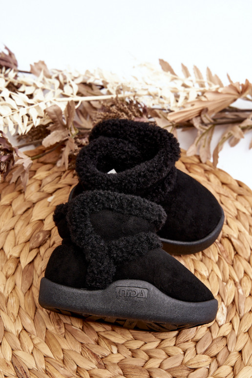 Kinder-Schneestiefel mit Klebeverschlüssen in der Farbe Schwarz Unitia