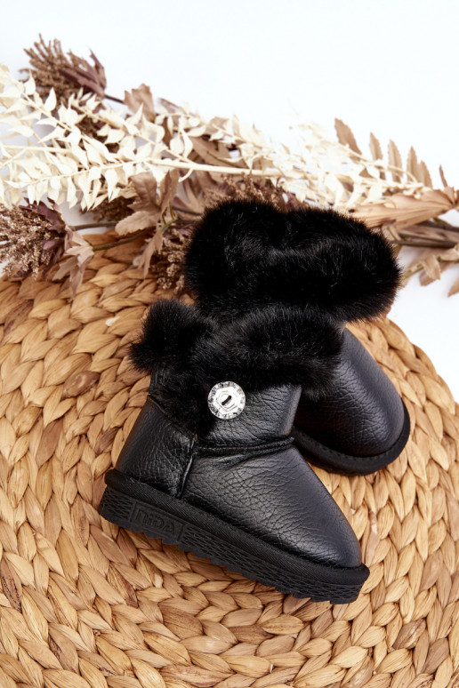 Gewärmte Schneestiefel mit Fell in der Farbe Schwarz Bessie