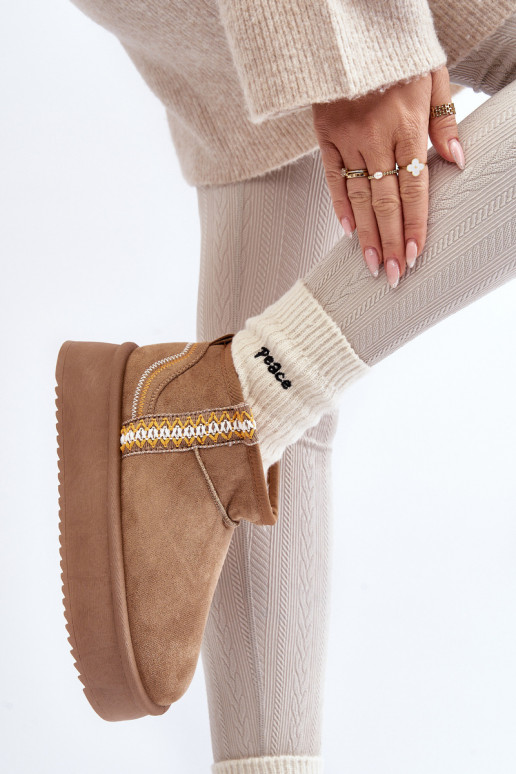 Gemusterte Plateau-Schneestiefel in braunem Udra Gemusterte Plateau-Schneestiefel in braunem Udra