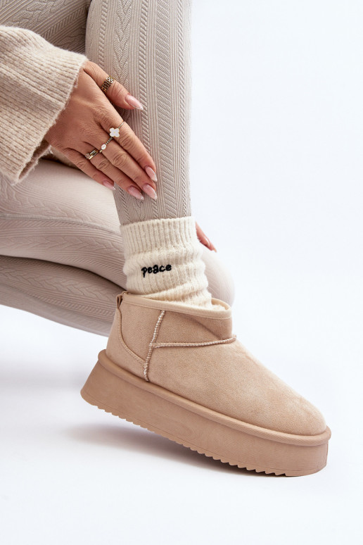 Schneestiefel mit massiver Sohle beige Caliksa Schneestiefel mit massiver Sohle beige Caliksa