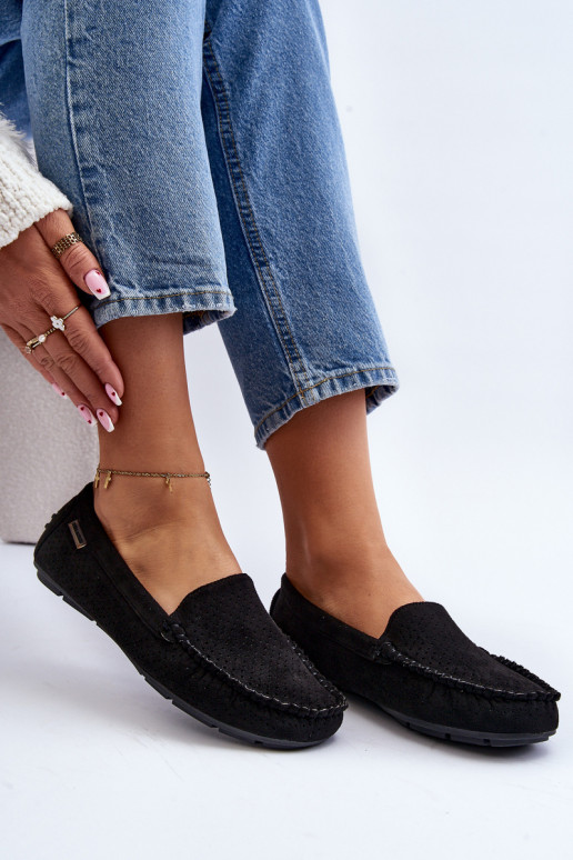 mit durchbrochenen Elementen Mokassins schwarze Farbe Rasirna mit durchbrochenen Elementen Mokassins schwarze Farbe Rasirna