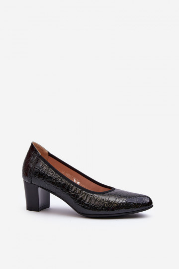 mit Lackeffekt Schuhe mit Aufdruck in schwarzer Farbe Cynania