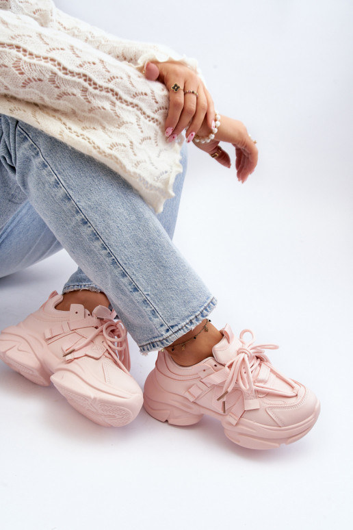 Sneakers-Modellschuhe mit modischen massiven Sohlen in der rosa Farbe Windamella