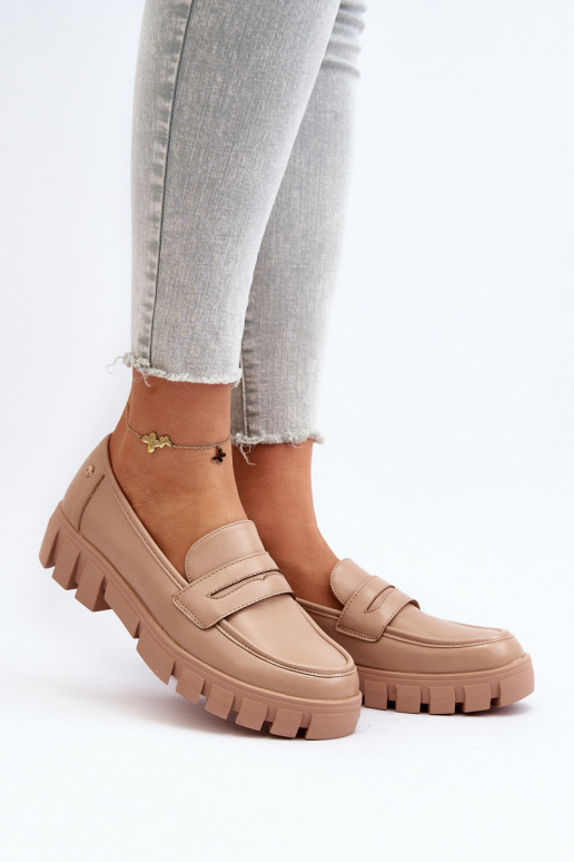 Mokassins aus beigem Öko-Leder von Seravisa