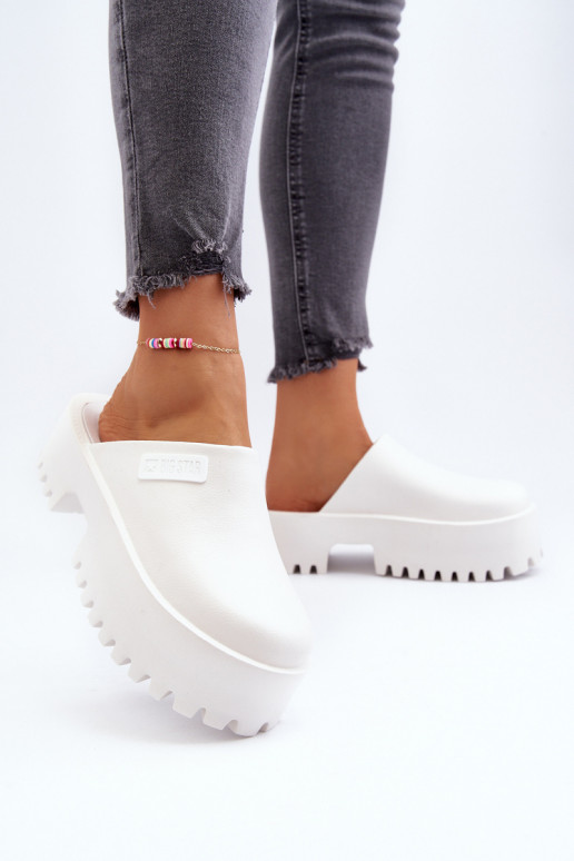 Hausschuhe mit modischer massiver Sohle Big Star NN274015 in weißer Farbe Hausschuhe mit modischer massiver Sohle Big Star NN274015 in weißer Farbe