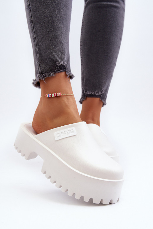 Hausschuhe mit modischer massiver Sohle Big Star NN274015 in weißer Farbe Hausschuhe mit modischer massiver Sohle Big Star NN274015 in weißer Farbe