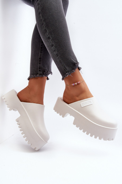 Hausschuhe mit modischer massiver Sohle Big Star NN274015 in weißer Farbe Hausschuhe mit modischer massiver Sohle Big Star NN274015 in weißer Farbe