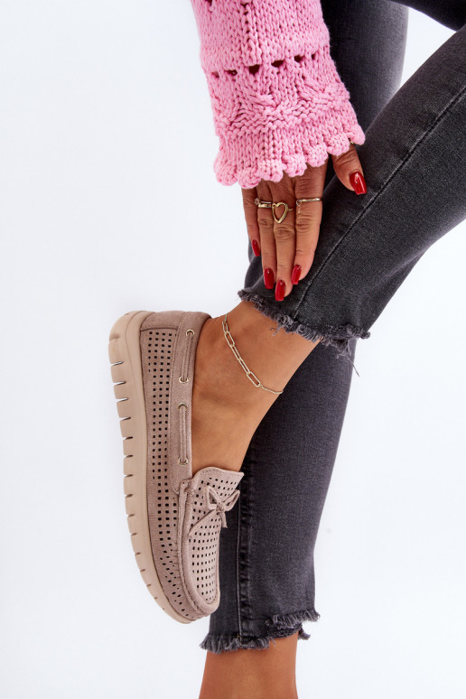 Damenmokassins mit Bändern in Beige Reece Damenmokassins mit Bändern in Beige Reece