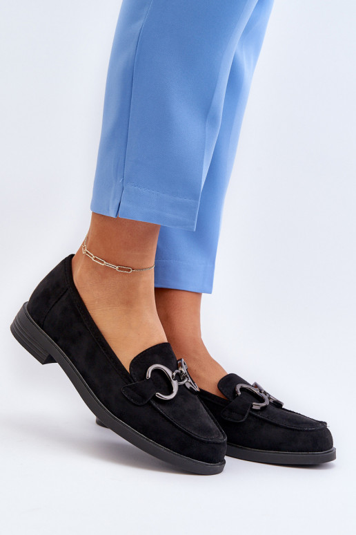 Elegante Wildledermokassins mit Ornamenten in schwarzem Echonesa