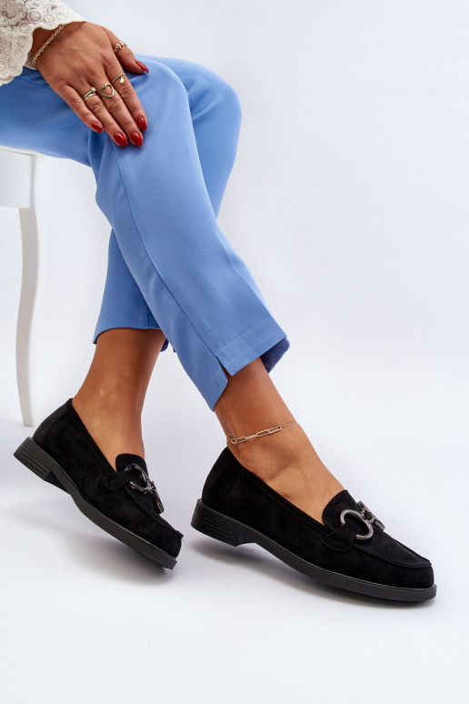 Elegante Wildledermokassins mit Ornamenten in schwarzem Echonesa