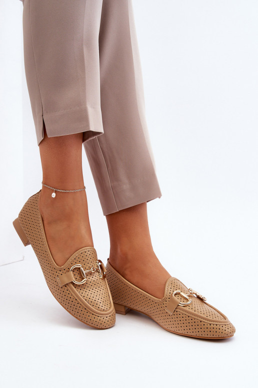 Damen-Mokassins mit weitem Absatz und Ornamenten in der Farbe Braun Iluvana Damen-Mokassins mit weitem Absatz und Ornamenten in der Farbe Braun Iluvana