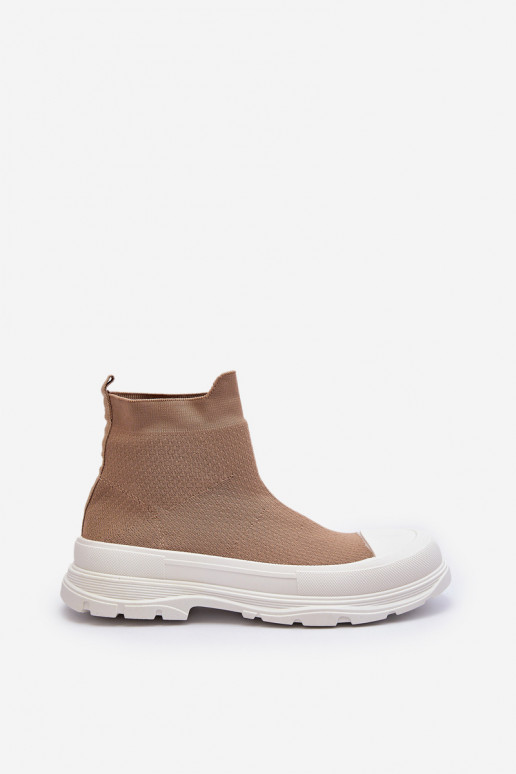 Braune Ilanae-Stiefeletten für Damen mit sockenartiger Innensohle Braune Ilanae-Stiefeletten für Damen mit sockenartiger Innensohle