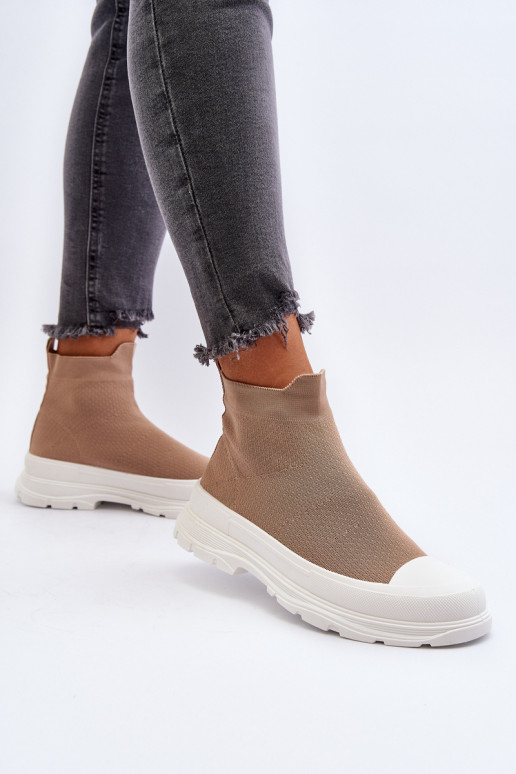 Braune Ilanae-Stiefeletten für Damen mit sockenartiger Innensohle