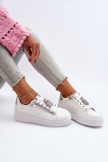 Sneakers-Modellschuhe mit Ornamenten in der weißen Farbe Celedria 2