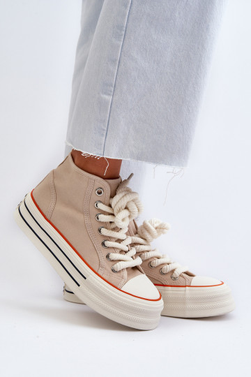 Freizeitschuhe mit Plateau beige Aineri