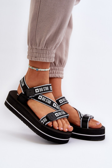 Damensandalen mit Plateau Big Star NN274A525 schwarze Farbe