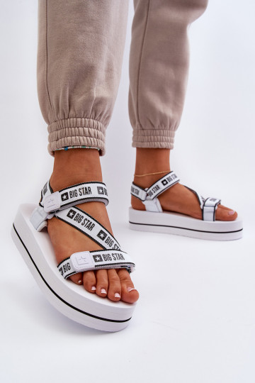 Damensandalen mit Plateau Big Star NN274A526 weiße Farbe