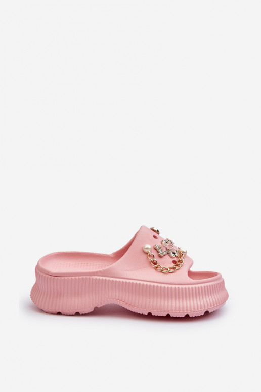 Leichte Hausschuhe mit schönen Details in rosa Afariana Leichte Hausschuhe mit schönen Details in rosa Afariana