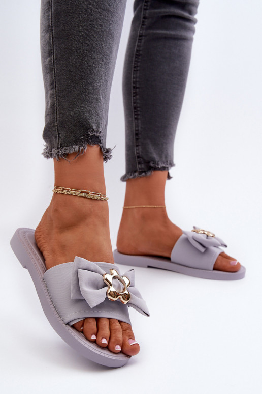 Damenhausschuhe mit Bändern Lawendowe Arsicada