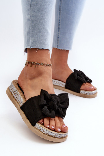 Aflia Plateau-Slipper mit Bändern in Schwarz 2