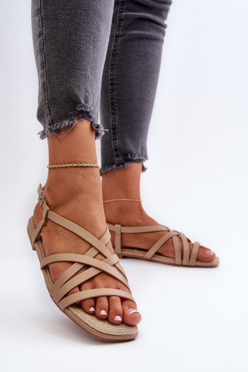 Flache Sandalen für Damen Big Star NN274012 in der Farbe Beige