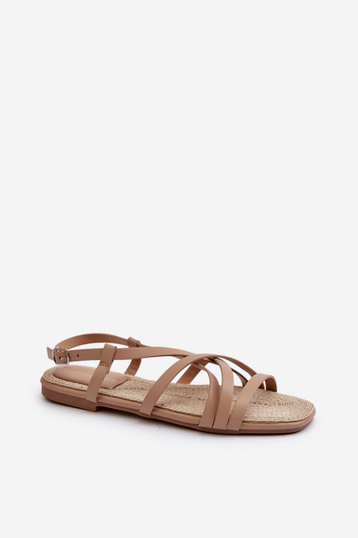 Flache Sandalen für Damen Big Star NN274012 in der Farbe Beige