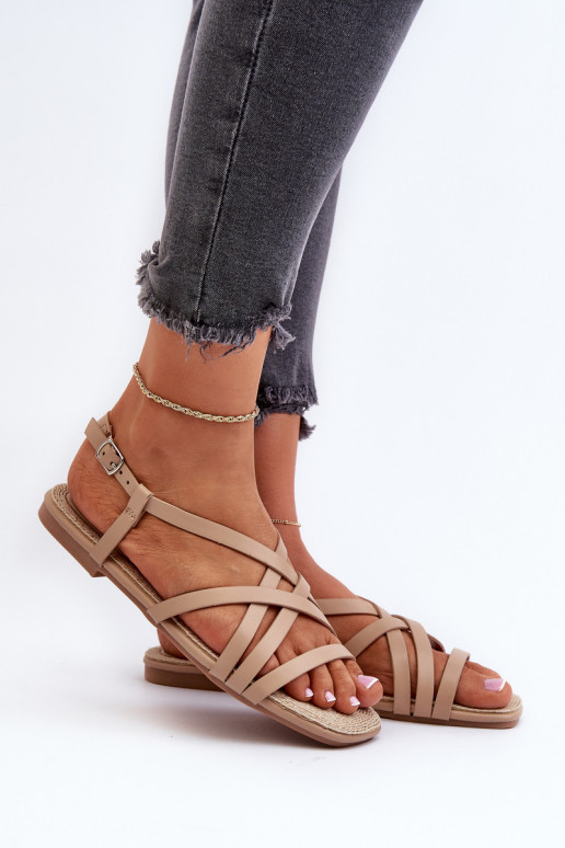Flache Sandalen für Damen Big Star NN274012 in der Farbe Beige