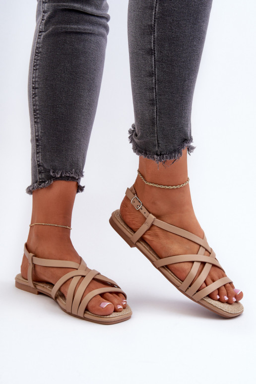 Flache Sandalen für Damen Big Star NN274012 in der Farbe Beige Flache Sandalen für Damen Big Star NN274012 in der Farbe Beige