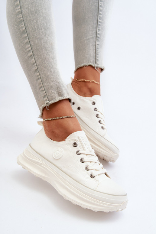 Damenschuhe mit modischer massiver Sohle Big Star NN274126 weiße Farbe