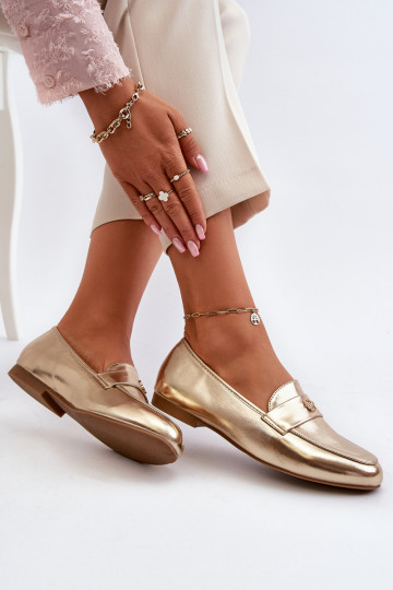Damenmokassins mit weitem Absatz in Gold Sylvaine 2