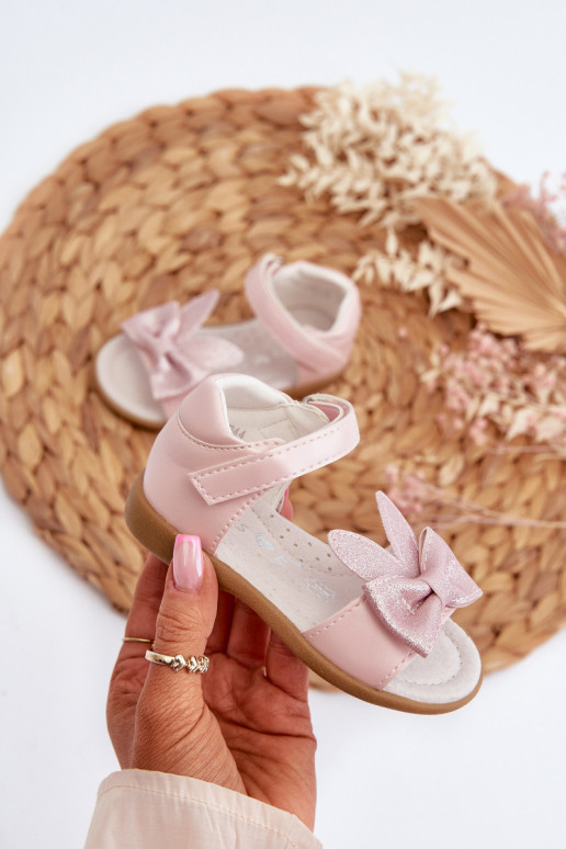 Kindersandalen mit Bändern und Klebeverschlüssen rosa Wistala