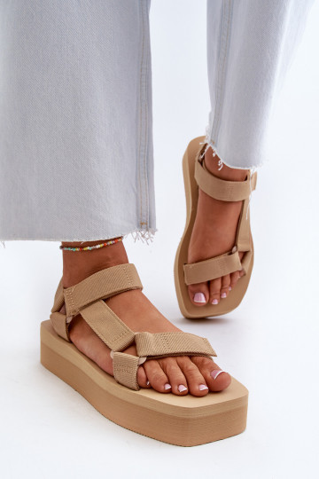 Damensandale mit Plateau beige Edireda