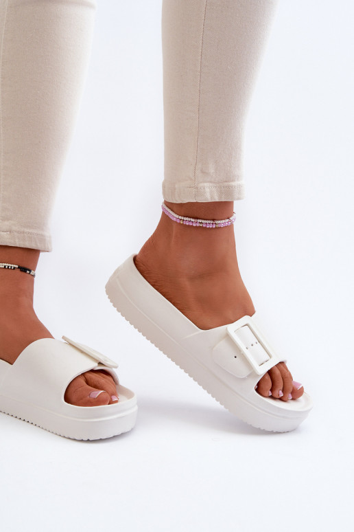 Leichte Flip-Flops mit Schnallenplattform Big Star NN274A661 in weißer Farbe