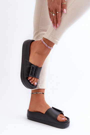 Leichte Flip-Flops mit Schnallenplattform Big Star NN274A662 schwarz 2