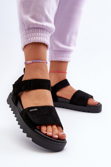 Wildledersandalen mit Plateau Big Star NN274700 schwarz