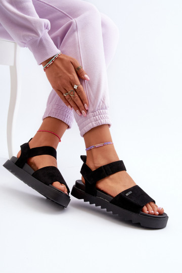 Wildledersandalen mit Plateau Big Star NN274700 schwarz 2