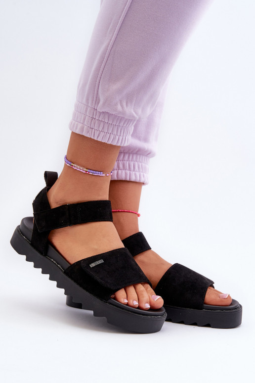 Wildledersandalen mit Plateau Big Star NN274700 schwarz