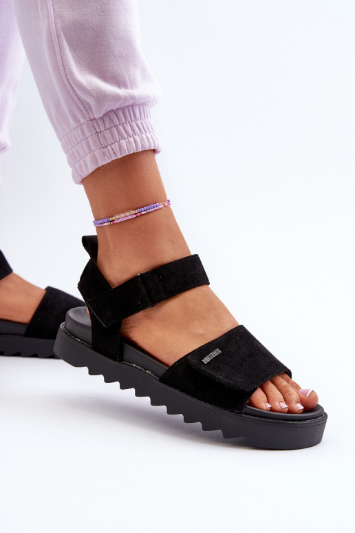 Wildledersandalen mit Plateau Big Star NN274700 schwarz