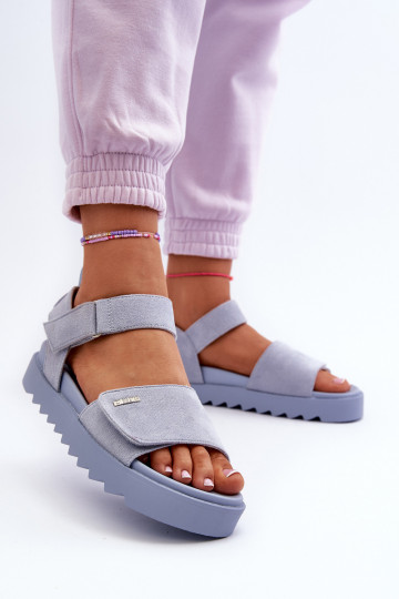 Wildledersandalen mit Plateau Big Star NN274706 blau