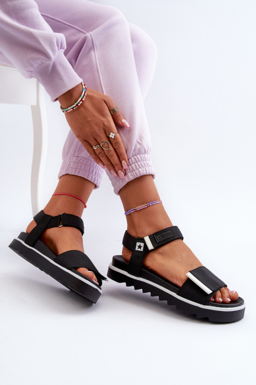 Damensandalen mit Plateau Big Star NN274778 schwarze Farbe