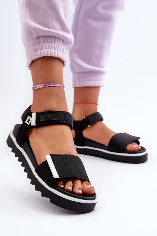 Damensandalen mit Plateau Big Star NN274778 schwarze Farbe