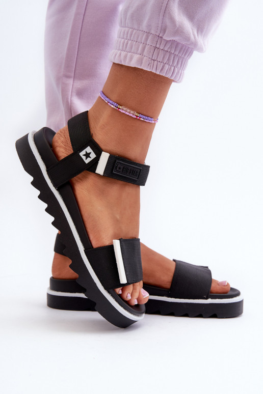 Damensandalen mit Plateau Big Star NN274778 schwarze Farbe