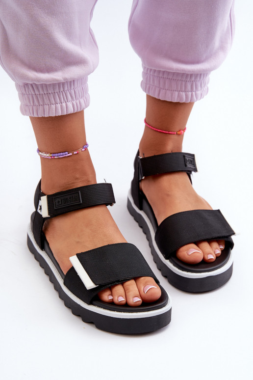 Damensandalen mit Plateau Big Star NN274778 schwarze Farbe