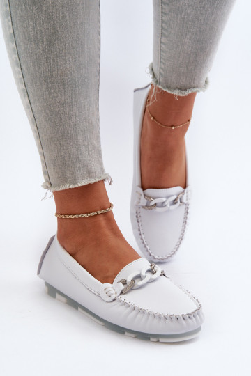 Damenmokassins mit Ornamenten in weißer Farbe S.Barski LR339