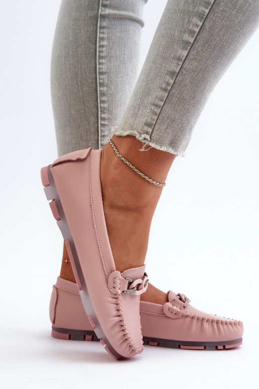 Damenmokassins mit Ornamenten rosa Farbe S.Barski LR339