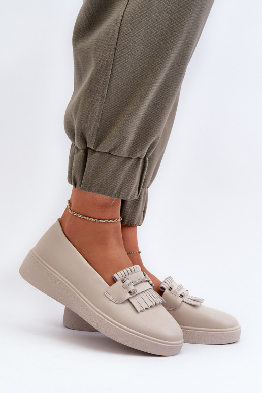 Damenmokassins mit Plateau beige S.Barski LR590