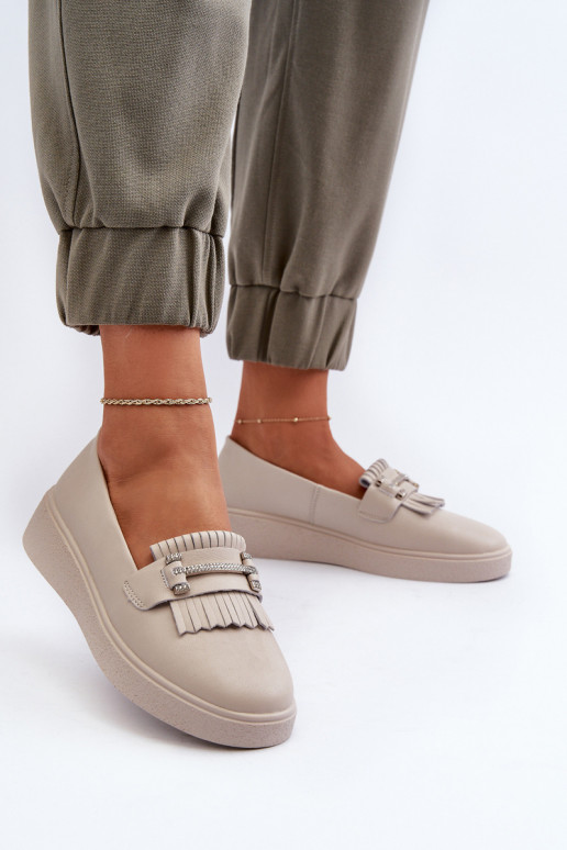 Damenmokassins mit Plateau beige S.Barski LR590