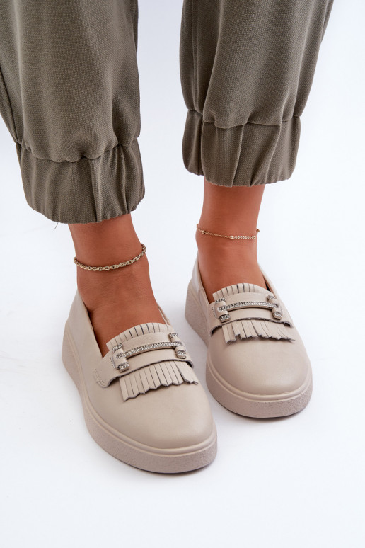 Damenmokassins mit Plateau beige S.Barski LR590