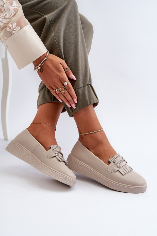 Damenmokassins mit Plateau beige S.Barski LR590