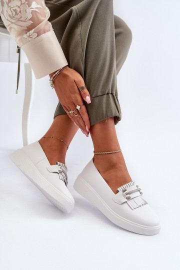 Damen-Mokassins mit Plateau in der Farbe Weiß S.Barski LR590 2